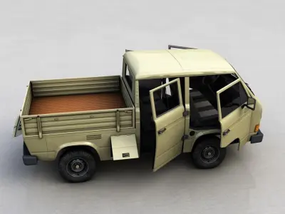 VOLKSWAGEN TRANSPORTER PICKUP DOUBLE CAB SYNCRO 1987 3D model