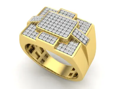 AV 629 Diamond Mens Flashy Micro Pave Hip Hop Ring 3D print model
