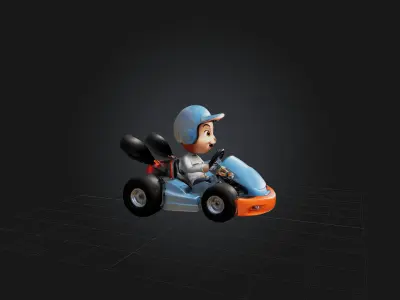 Cartoon Go-Kart Low-poly 3D model