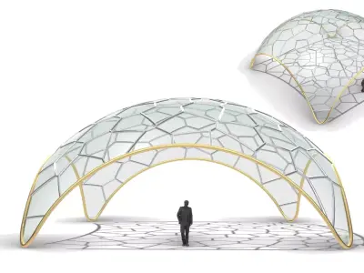 Voronoi Dome Wireframe Structure Stand Alone Pavilion v2 3D model