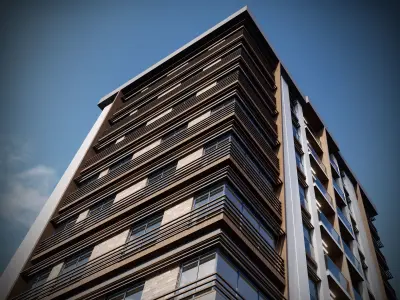 Residence V apartment building with car parked 3D model