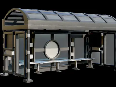 Game Ready Bus Stop 6 Low-poly 3D model
