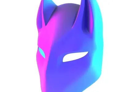 Lunar Feline Mask Abstract Bat Minimalist toy 3D print model