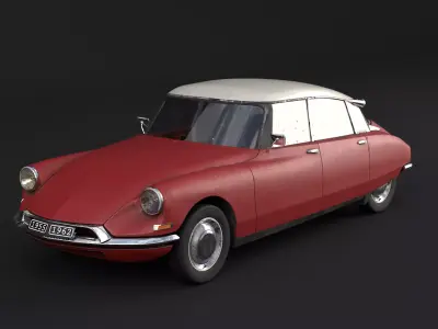 Rusted Citroen DS 19 Low-poly 3D model