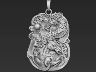 Dragon with Horse Pendant 3D print model