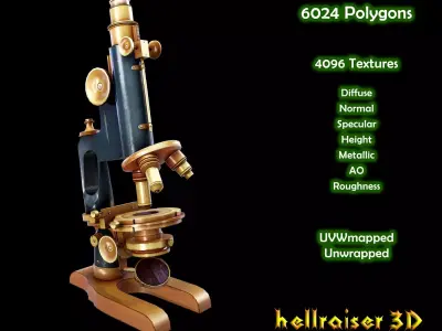 Microscope - PBR - Textured Low-poly 3D model
