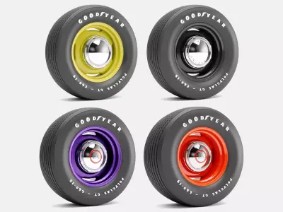 15x6 15x7 15x8 15x10 Mopar Steelie Wheels Goodyear Tires 3D print model