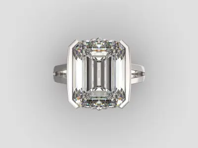 R 177 emerald cut ring 3D print model