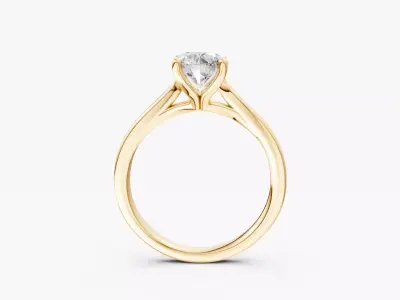 ZABS004A Solitaire engagement ring round diamond 3D print model