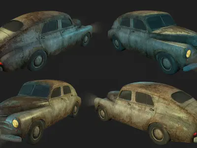 Old Rusted Car Low-poly 3D model