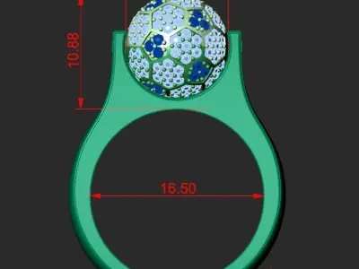 A WOMAN S RING WITH A SOCCER BALL Printable Model 3D print model