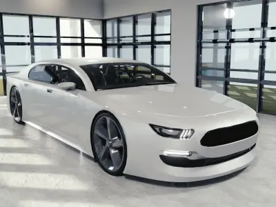 BLENDER EEVEE Brandless Extended Wheelbase 4 door sedan Low-poly 3D model