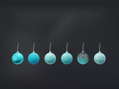 Turquoise Christmas Tree Decoration Balls  3D model