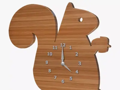 Squirrel Clock  Low-poly 3D model