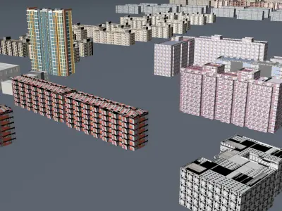 Modern birdseye view of urban planning Urban buildings office 3D model buy