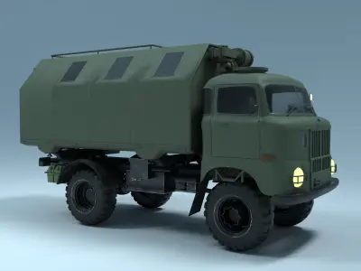 Military Truck IFA W 50 Low-poly 3D model