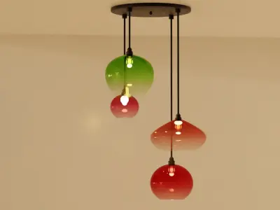 Multi Light Pendant Glass Lighting Mid Century Modern Chandelier Free 3D model