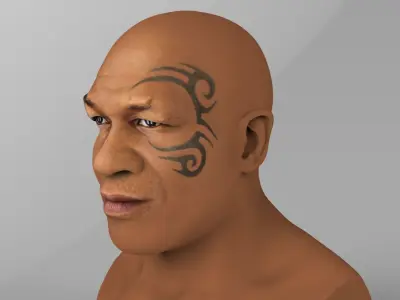 Mike Tyson bust ready for full color 3D printing 3D print model