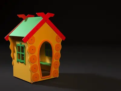 Playground wooden swing 3D model