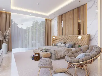 Luxury Gold Bedroom 3D model