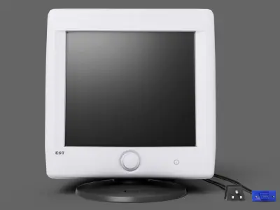 Generic Vintage CRT Computer Monitor - Lowpoly GameAsset Low-poly 3D model