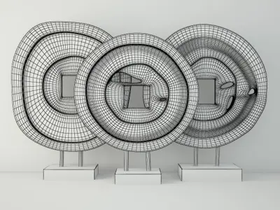 Suar Wood Table Top Decoration 3D model