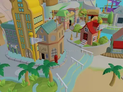 Low Poly Island in ocean Low-poly 3D model