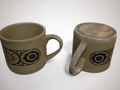 Seventies Themed Mug Cup - PBR Game Ready - Free low-poly 3D model