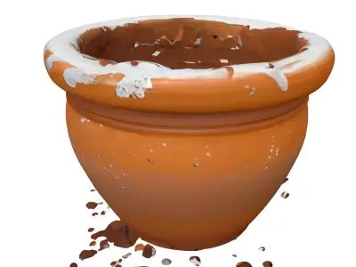 Weathered Terracotta Plant Pot Low-poly 3D model
