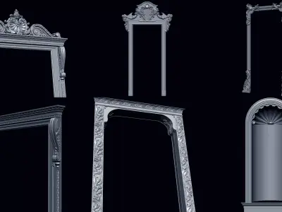 3D Decorative plaster Wall Molding 9 Panels 3D model