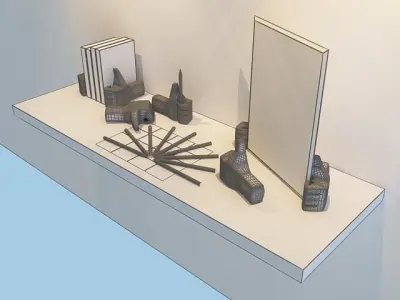decoration book pencile mirror paper light  Free 3D model