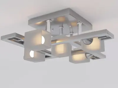 Cubic chandelier with five plafons Free low-poly 3D model