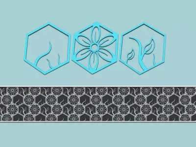 Hexagonal Wall Panel A13 Floral - Interior Design Decoration 3D print model