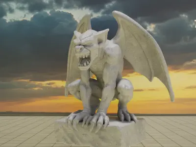 Gargoyle Guardian Statue Stone  Low-poly 3D model