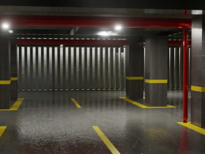 underground parking Low-poly 3D model