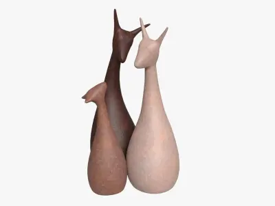 Abstract Animal Ceramic Figurine Set 03 3D model