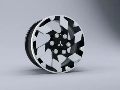 Mitsubishi L200 Custom Wheel Low-poly 3D model