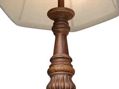 Nightstand Table lamp Aged classic style rustic wooden base 3D model