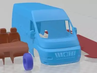 Fiat Ducato LWB 2008 Printable Van  3D print model