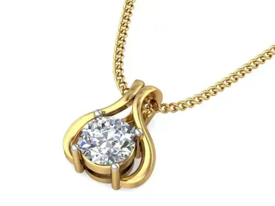 Solitaire Women Pendant 3dm STL OBJ FBX Renders Details 3D print model 33