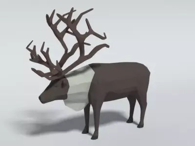 Low Poly Cartoon Reindeer  Low-poly 3D model