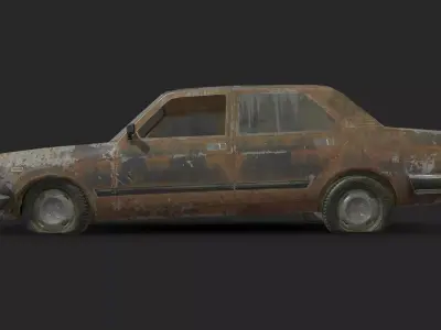 Abandoned Car - Fiat 132 Low-poly 3D model