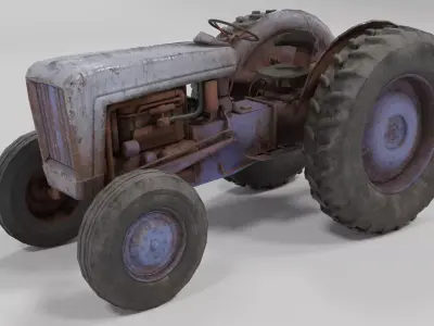 Old Tractor low poly Low-poly 3D model