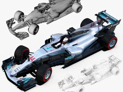 Mercedes AMG F1 W08 EQ Power Low-poly 3D model