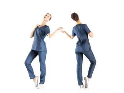 Beautiful medical nurse posing 40 Low-poly 3D model