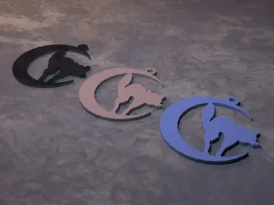 cat earring 3D print model