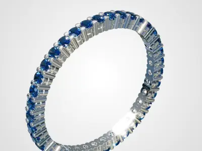 Blue Diamond Eternity Ring 3D Model 3D print model