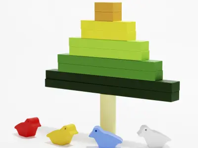 Wooden Block Toy set 3D model