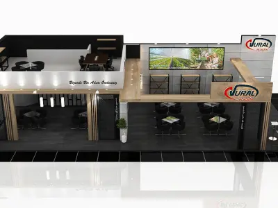 Booth Exhibition Stand 2 Side Open  Stall 16x7m 3D model