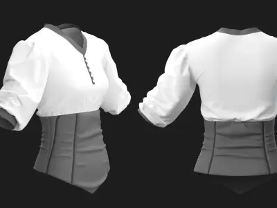 Blouse with Corset Marvelous Designer 3D model
